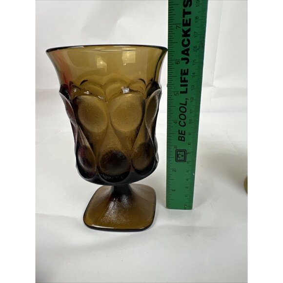 Set 2 70s Mod Noritake Spotlight Brown Amber Iced Tea Goblet Glasses 6 1/2" VTG - Picture 6 of 6